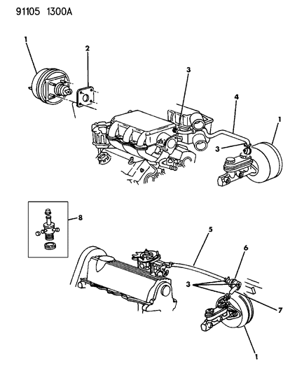 1991 Dodge Dynasty Booster, Power Brake Diagram