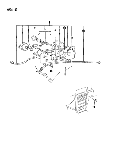 1989 Dodge Colt Control Assembly , A/C, Heater Diagram for MB657150
