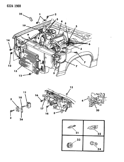 1987 Dodge Dakota Plumbing - A/C & Heater Diagram 1