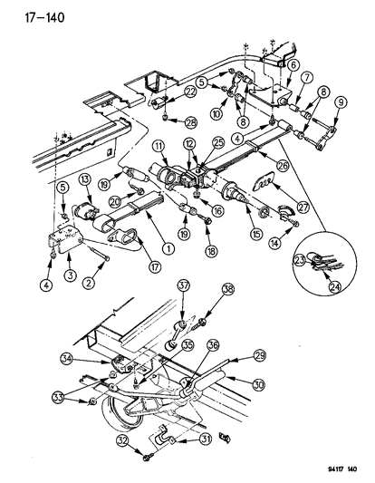 1994 Dodge Grand Caravan Spindle-Rear Suspension Wheel Mounting Diagram for 4228124