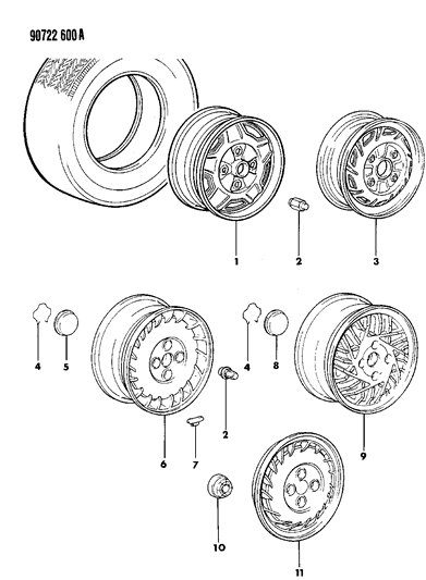 1990 Dodge Ram 50 Nut-Wheel Diagram for MB579290