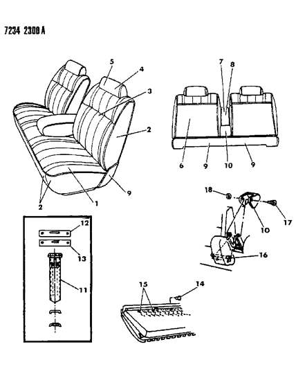 1987 Chrysler LeBaron Base Front Seat Diagram 10