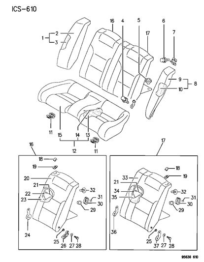 1995 Chrysler Sebring Rear Seat Diagram