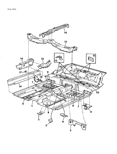 1984 Chrysler Laser Floor Pan Front Diagram