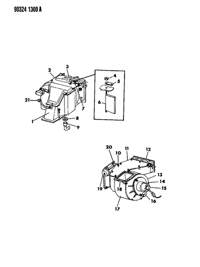 1993 Dodge Ram Van Air Conditioner & Heater Unit Diagram