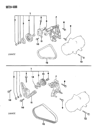 1990 Dodge Colt Mounting - A/C Compressor Diagram