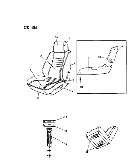 1987 Chrysler LeBaron Premium Front Seat Diagram 2