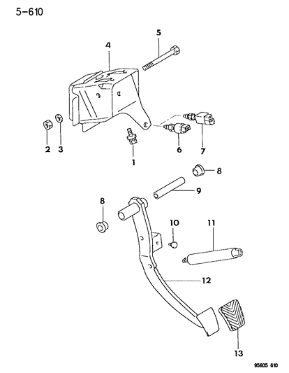 1996 Dodge Avenger Brake Pedal Diagram 2