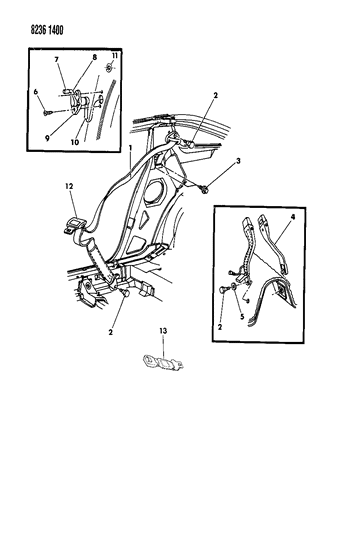 1988 Dodge Daytona Belt - Front Seat Lap And Shoulder Diagram