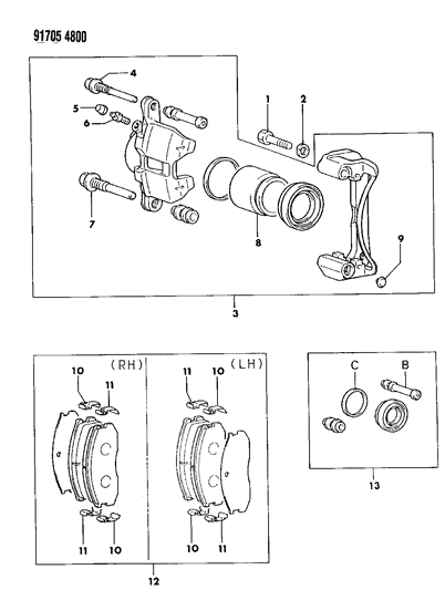 1991 Dodge Colt Front Brakes Diagram 1