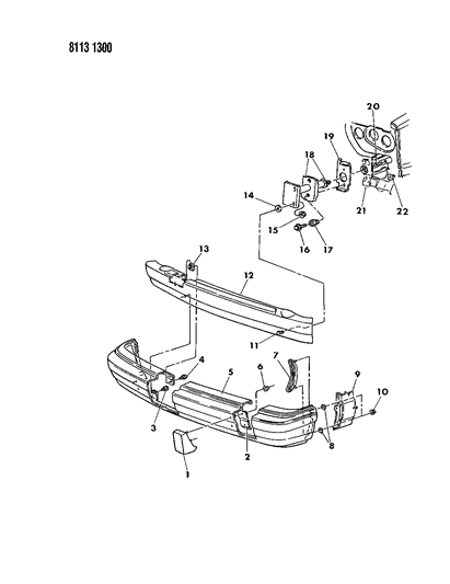 1988 Dodge Aries Bumper, Front Diagram