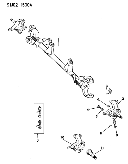 1991 Jeep Comanche Housing - Front Axle Diagram 1