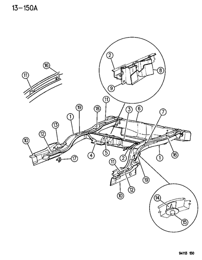 1994 Chrysler LeBaron Sedan Frame Rear Diagram