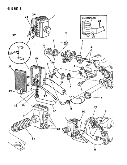 1989 Chrysler LeBaron Filter-Housing Assembly-Air Cleaner Diagram for 4306541