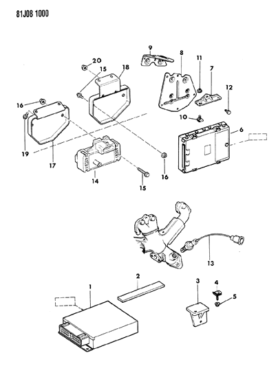 1986 Jeep Cherokee Microprocessors & Oxygen Sensors Diagram