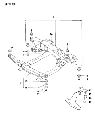 1992 Dodge Stealth Bracket-CROSSMEMBER Diagram for MB303625