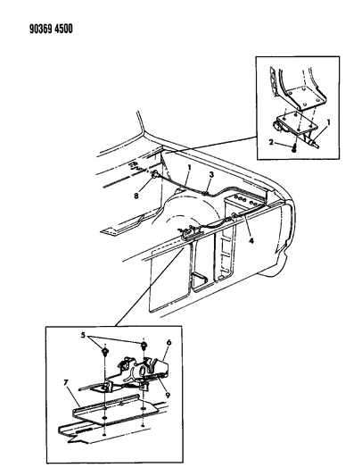 1992 Dodge D150 Rod-Assembly-Hood Lock Diagram for 55024942