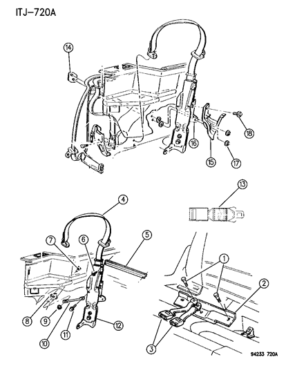 1994 Chrysler LeBaron Seatbelt Rear Seat Outer Left Diagram for DP53LM6