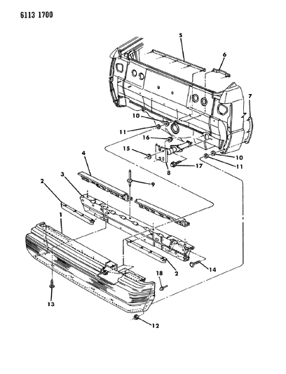 1986 Chrysler Laser Fascia, Bumper Rear Diagram