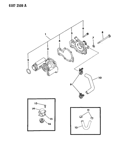 1986 Chrysler LeBaron Base Water Pump & Related Parts Diagram 3