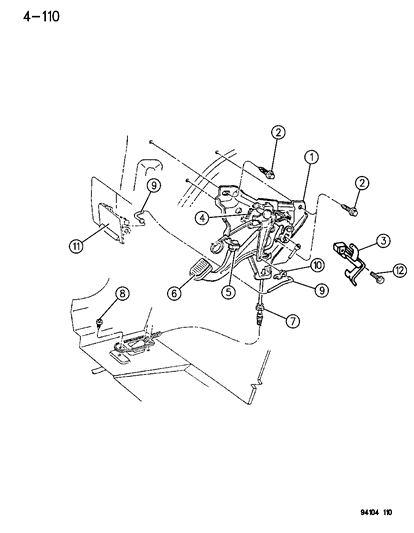 1994 Dodge Shadow Lever - Parking Brake Diagram