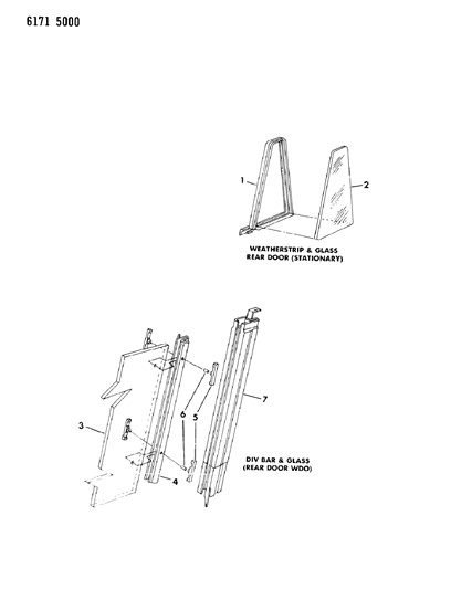 1986 Chrysler Fifth Avenue Door, Rear Glass & Weatherstrips Diagram