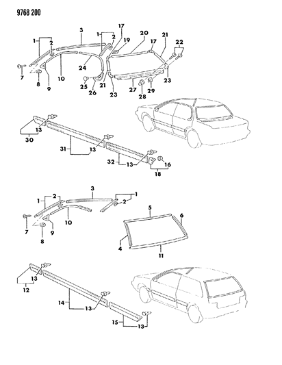 1989 Dodge Colt Mouldings - Exterior View Diagram 1