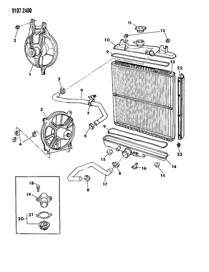 1989 Dodge Grand Caravan Radiator & Related Parts Diagram 2