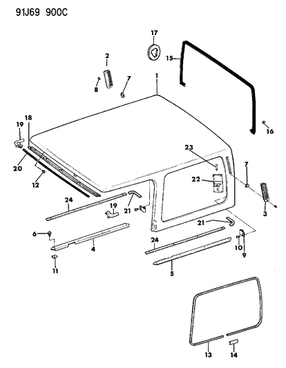 1991 Jeep Wrangler Seal Body Top Enclosure To Diagram for 55052607
