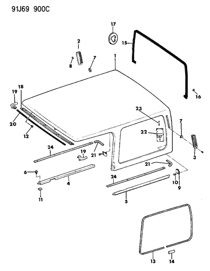 1993 Jeep Wrangler Top Enclosure Diagram