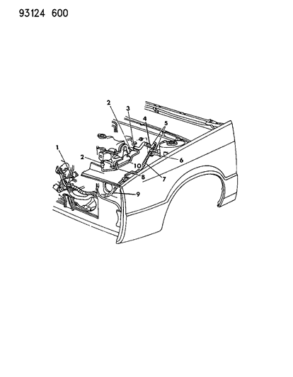 1993 Chrysler LeBaron GTC Plumbing - Heater Diagram 1