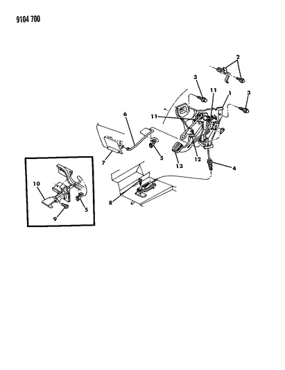 1989 Dodge Daytona Lever - Parking Brake Diagram