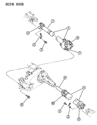 1993 Dodge Dakota U-Joint Package Diagram for 4713528