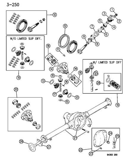 1994 Dodge Ram 2500 Axle, Rear, With Differential And Carrier Diagram 2