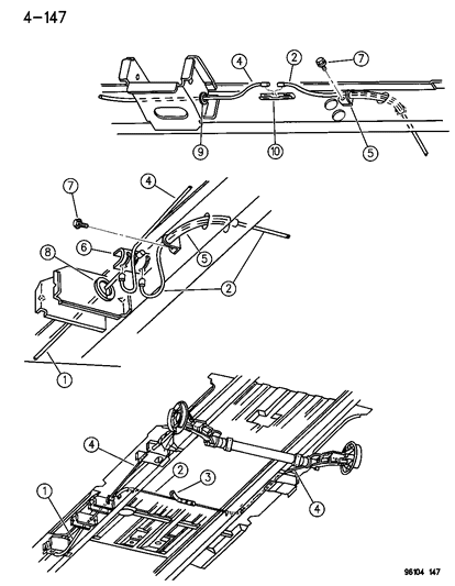 1996 Dodge Grand Caravan Cables, Parking Brake Diagram