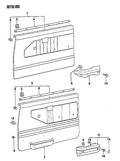 1990 Dodge Ram 50 Door Trim Panel Diagram