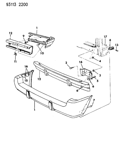 1993 Dodge Grand Caravan Rear Fascia Diagram