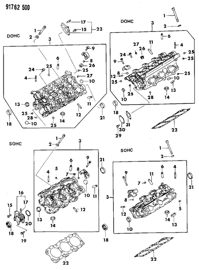 1991 Dodge Stealth Cylinder Head & Cover Diagram 5