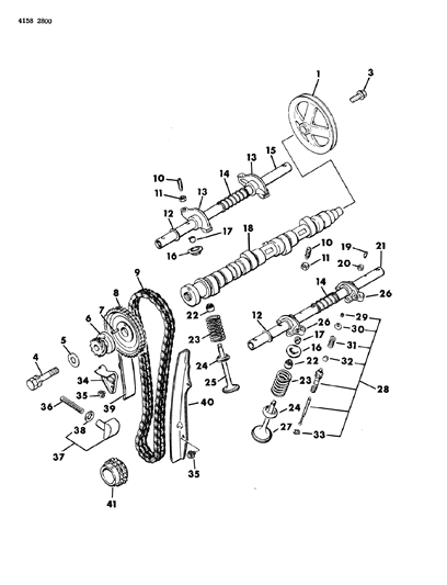 1984 Dodge 600 Camshaft, Valves, Timing Chain & Related Parts Diagram