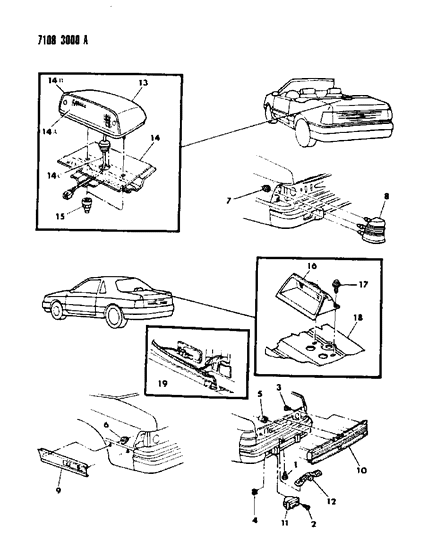 1987 Chrysler LeBaron Premium Lamps & Wiring - Rear Diagram