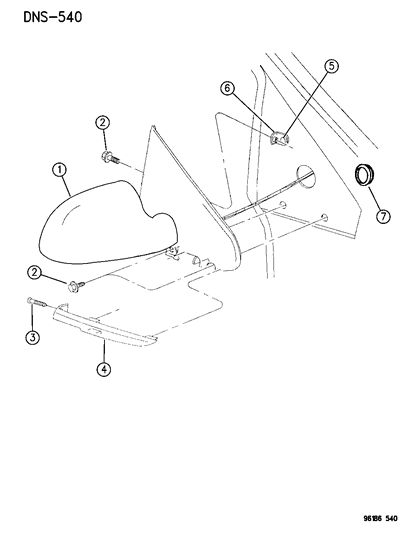 1996 Dodge Caravan Mirror - Exterior Diagram