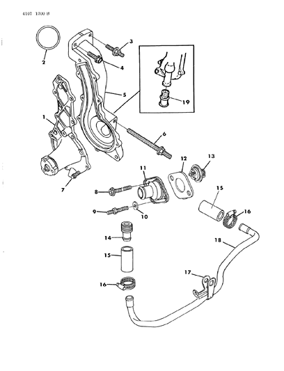 1984 Dodge Aries Water Pump & Related Parts Diagram 2