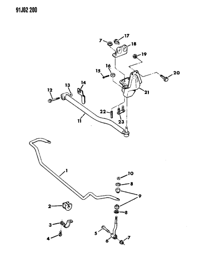 1991 Jeep Comanche Bar, Front Stabilizer Diagram