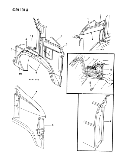 1986 Dodge Ram Wagon Fender Front Diagram