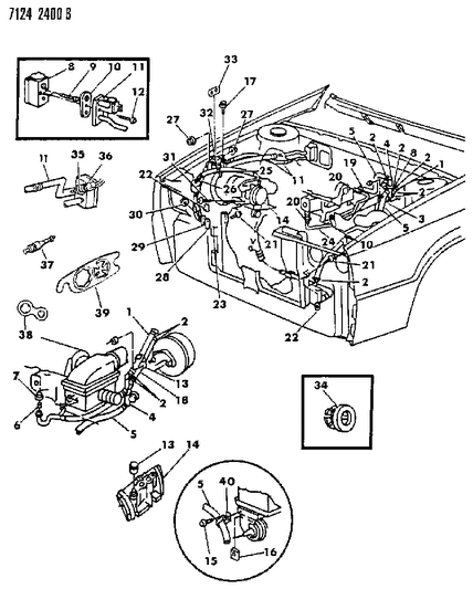 1987 Chrysler LeBaron GTS Plumbing - A/C & Heater Diagram