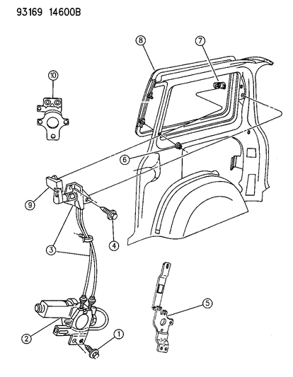 1993 Chrysler Town & Country Motor Assembly , Right Diagram for 4615275