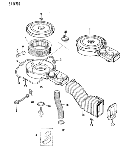 1989 Jeep Grand Wagoneer Air Cleaner Diagram 1