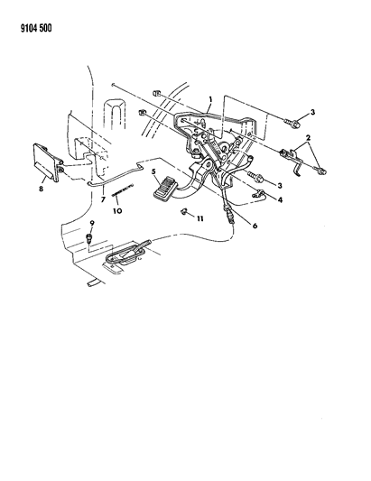 1989 Chrysler TC Maserati Lever - Parking Brake Diagram