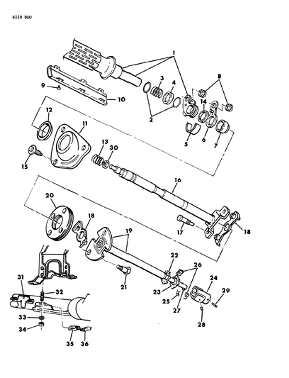 1984 Chrysler Fifth Avenue Column, Steering Lower Diagram