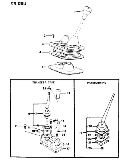 1988 Dodge Raider Controls, Gearshift Diagram